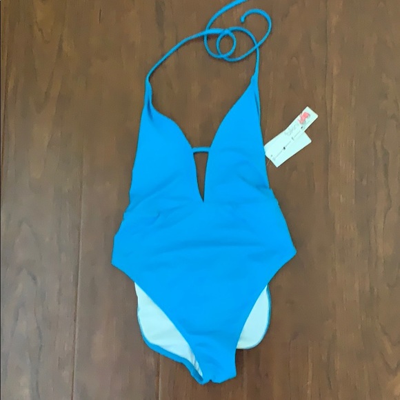 Bikini Lab Blue Halter Top Swimsuit - Picture 3 of 4